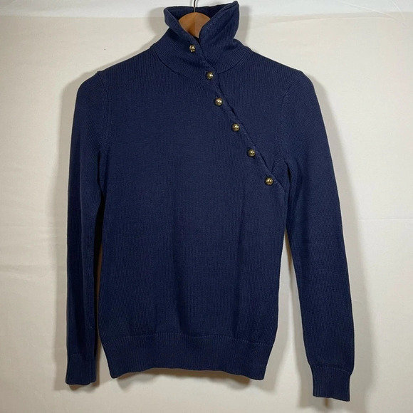 Lilly Pulitzer Sweaters - Lilly Pulitzer Navy Blue Knit Gold Button Sweater Size XS
